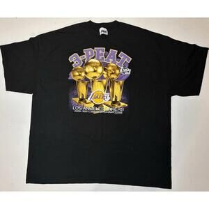 Vtg Los Angeles Lakers 3 Peat Nba Finals 2002 Tee Shirt 4Xl Kobe Shaq Trophies